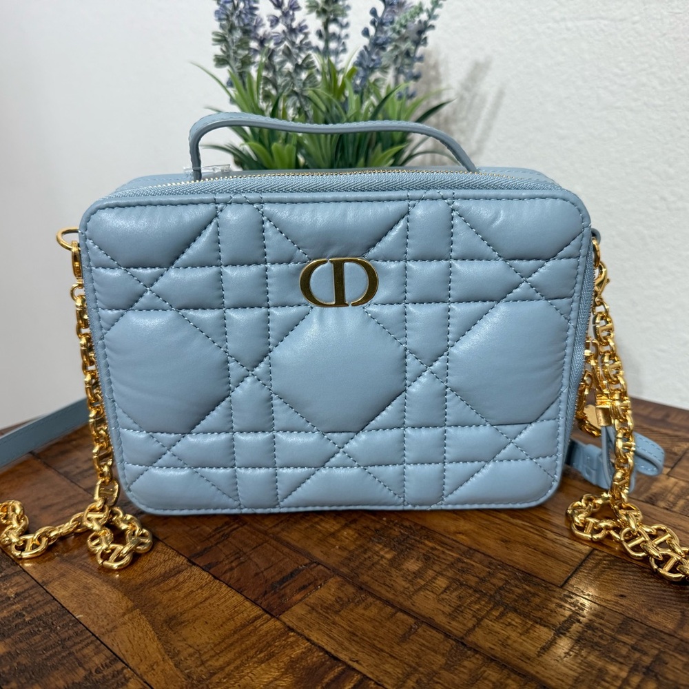 Dior Caro Blue Quilted Crossbody Bag